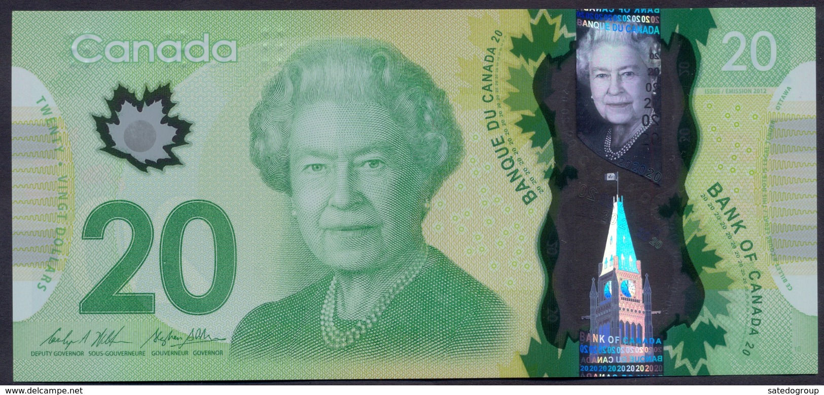 Canada 20 Dollars 2012 UNC P- 108b Polymer < Signatures: Wilkins & Stephen Poloz > - Canada