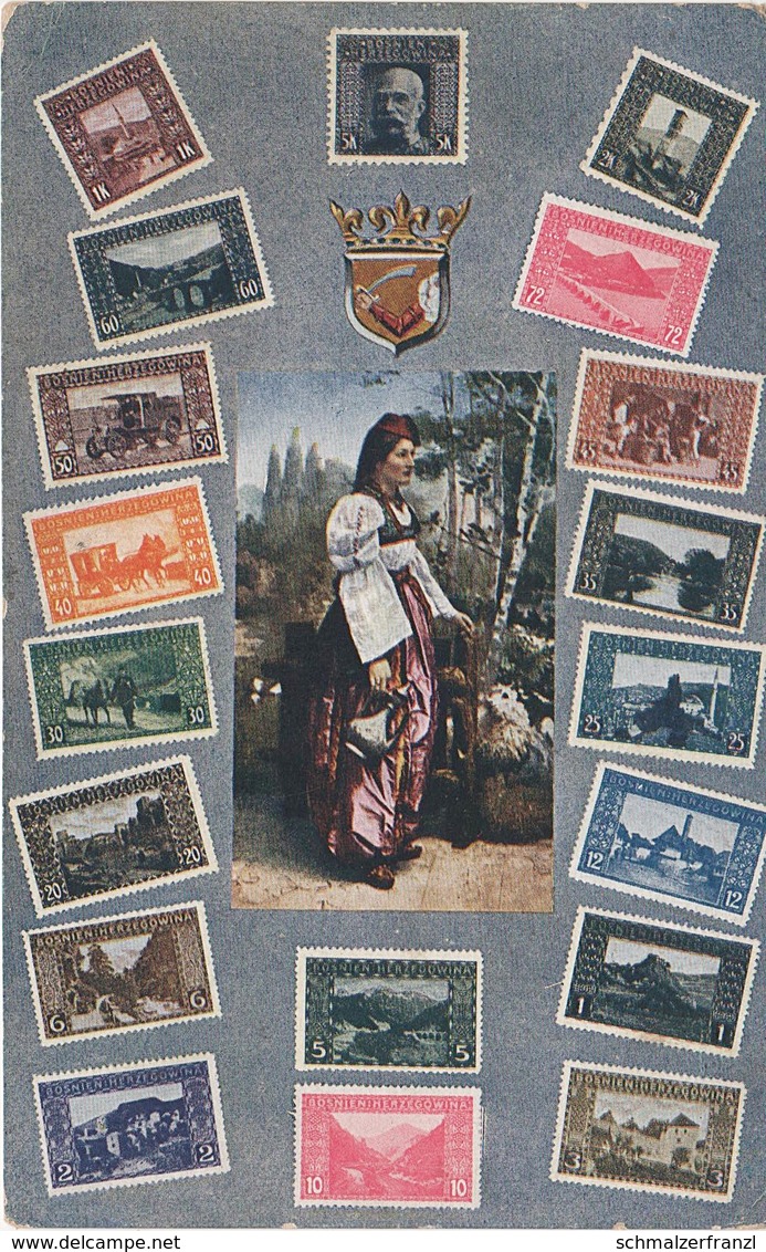 Philatelie Litho AK Bosnien Herzegowina Bosna Bosnie Bosnia Hercegovina Herzegovine Briefmarke Stamp Timbre Kaiser K U K - Bosnien-Herzegowina