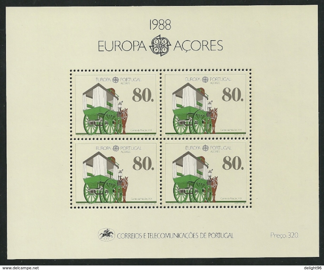 1988 Portugal (Azores) Europa: Transportation And Communications Minisheet (** / MNH / UMM) - 1988