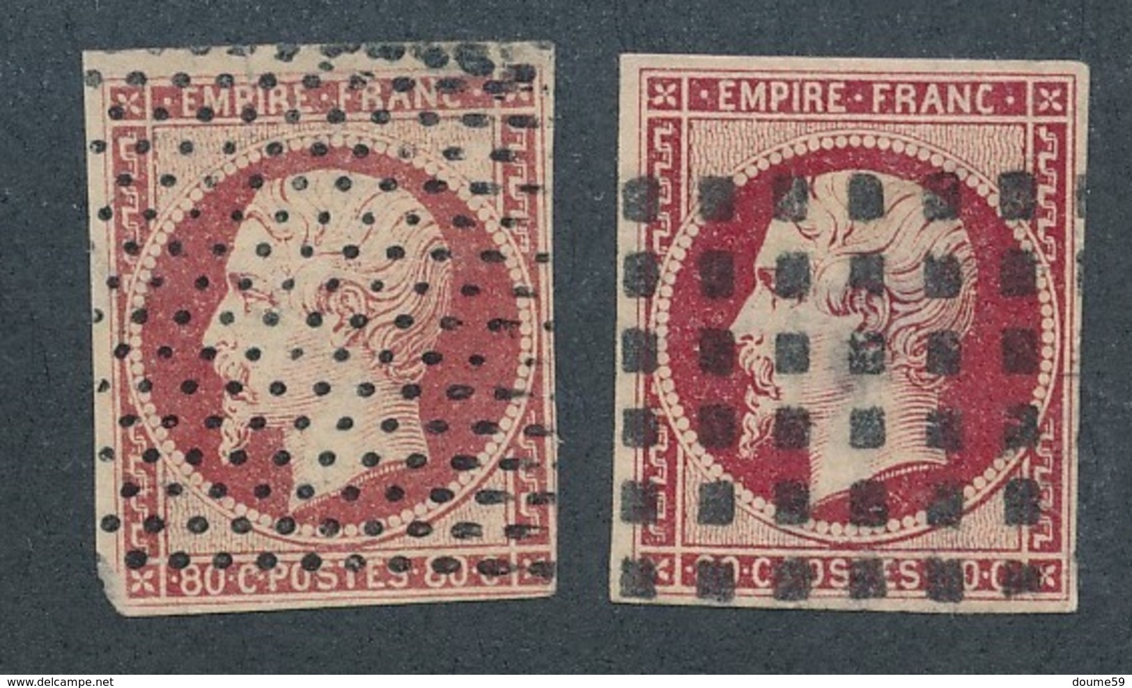 CF-132: FRANCE: Lot Avec N°17Aobl Pointillé-17Al Obl Gros Points  (2ème Choix, Amincis) - 1853-1860 Napoléon III