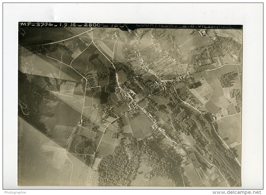 France WWI Oise Courtieux Ancienne Photo Aerienne 1916 - Aviation