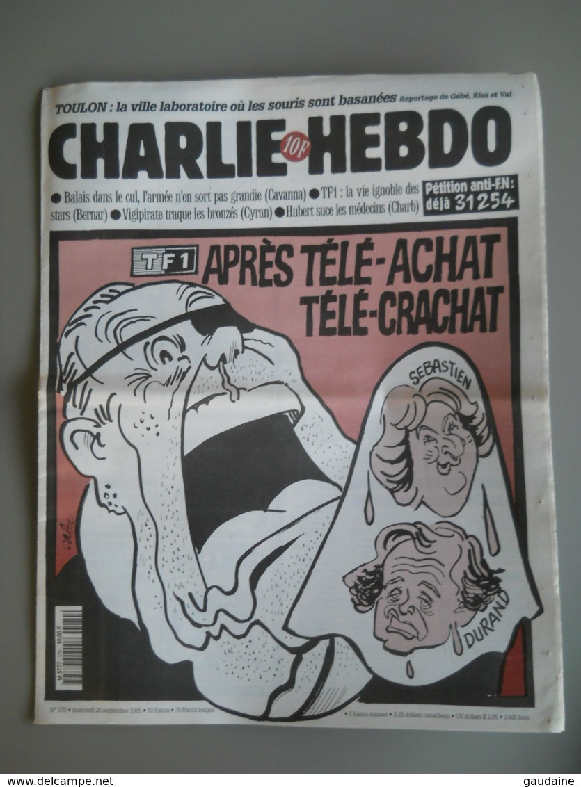 CHARLIE HEBDO 1995 N°170 - LE PEN TF1 / APRES TELE-ACHAT TELE-CRACHAT PAR CABU - 1950 - Today