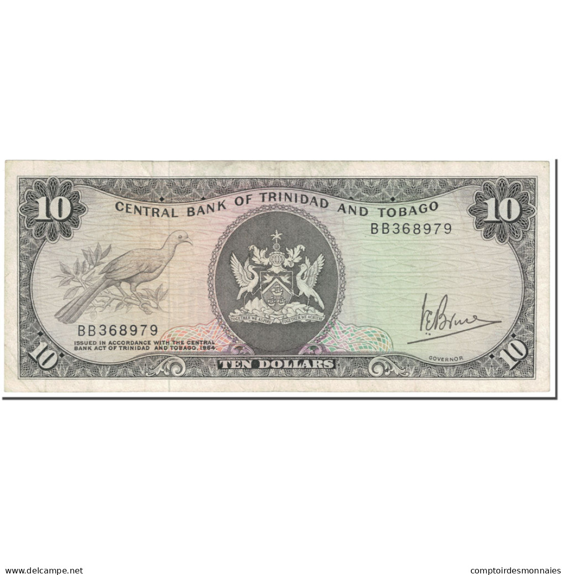 Billet, Trinidad And Tobago, 10 Dollars, 1964, Undated (1964), KM:28c, TTB - Trindad & Tobago