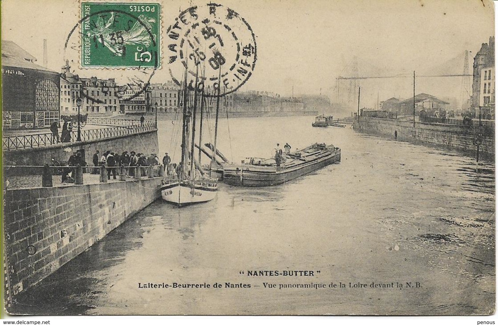 NANTES - BUTTER  Laiterie-beurrerie De Nantes Vus Panoramique De La Loire (voilier Péniche) - Nantes