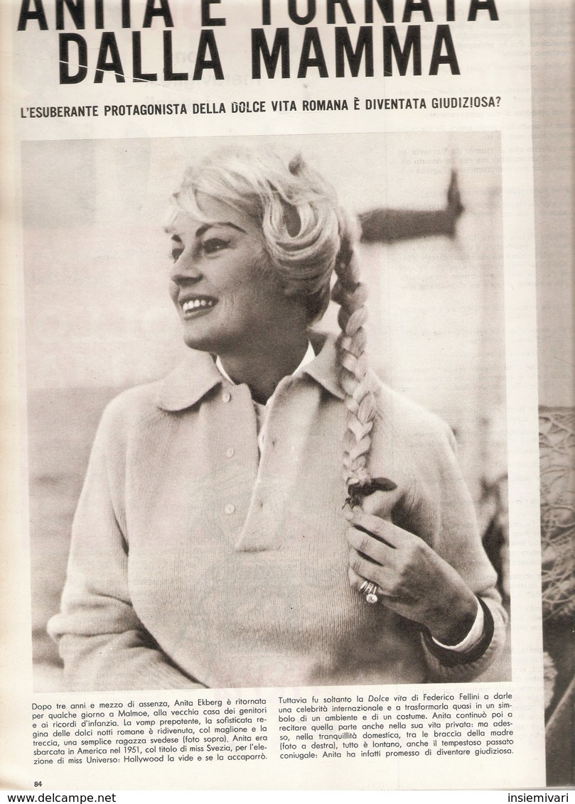 (pagine-pages)ANITA EKBERG   Epoca1962/627r. - Autres & Non Classés