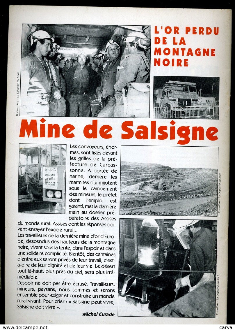 Campagnes Solidaires 51 Mars 1992 Aveyron, Roquefort, Laiterie, Tracteurs à Huile, Or Montagne Noire Mines De Salsigne - Midi-Pyrénées