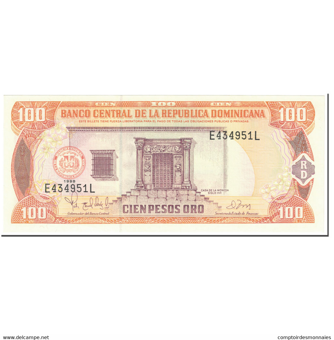 Billet, Dominican Republic, 100 Pesos Oro, 1998, Undated (1998), KM:156b, NEUF - Dominicaine