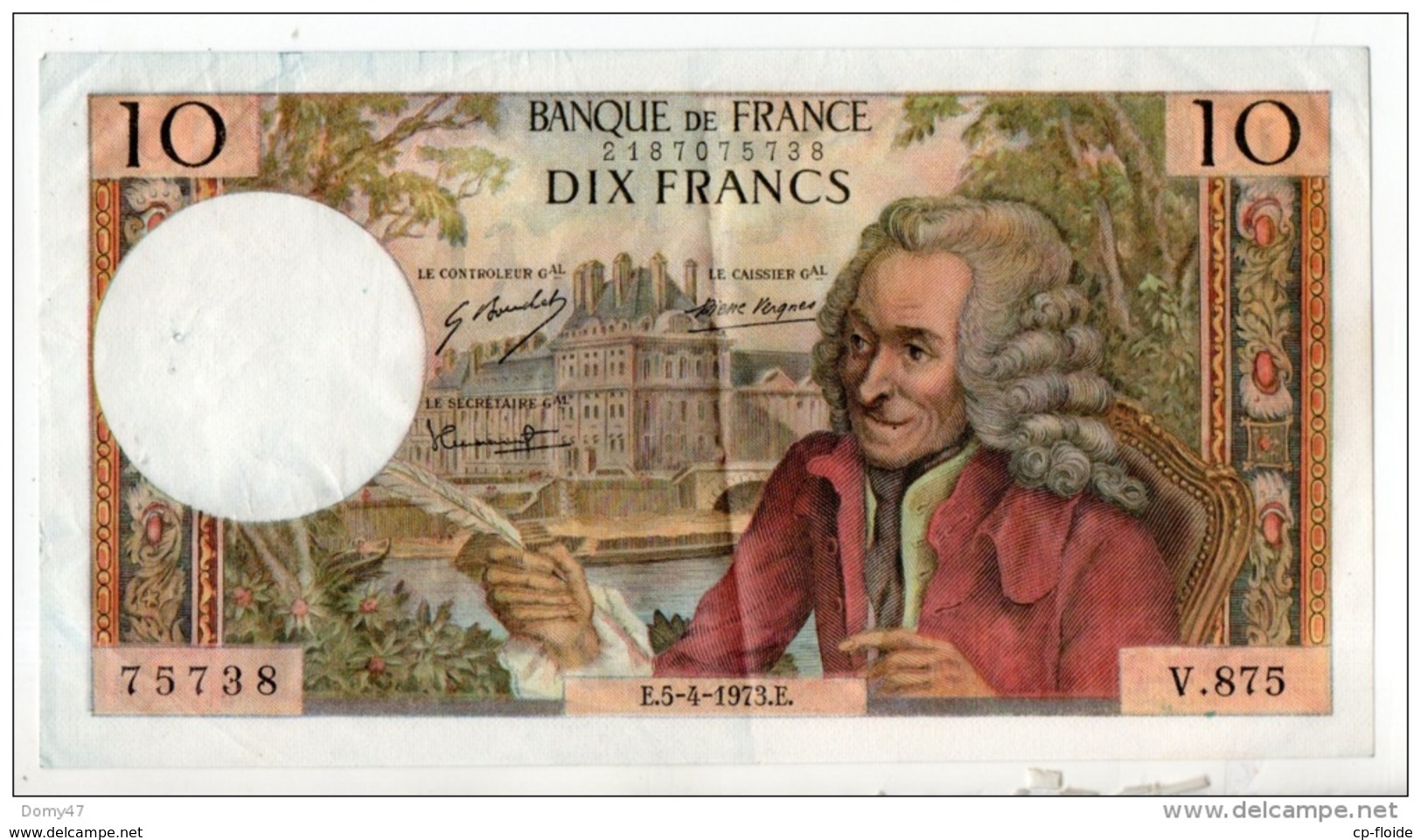 FRANCE . 10 FRANCS . TYPE " VOLTAIRE " 05-04-1973 - Réf. N°10963 - - 10 F 1963-1973 ''Voltaire''