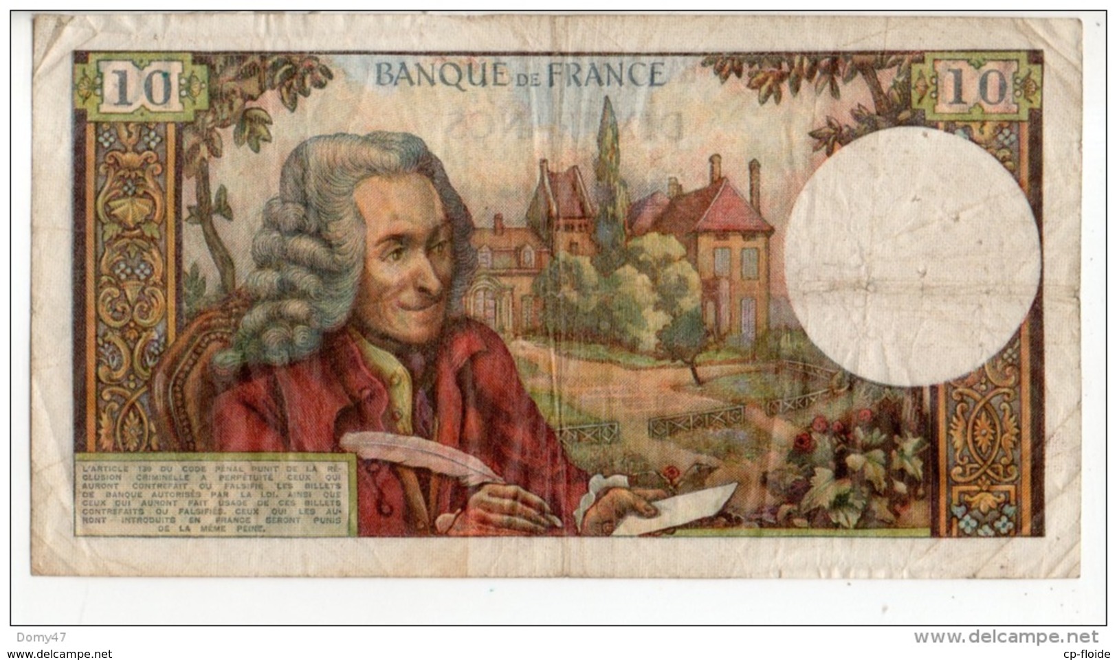 FRANCE . 10 FRANCS . TYPE " VOLTAIRE " 02-07-1970 - Réf. N°10964 - - 10 F 1963-1973 ''Voltaire''