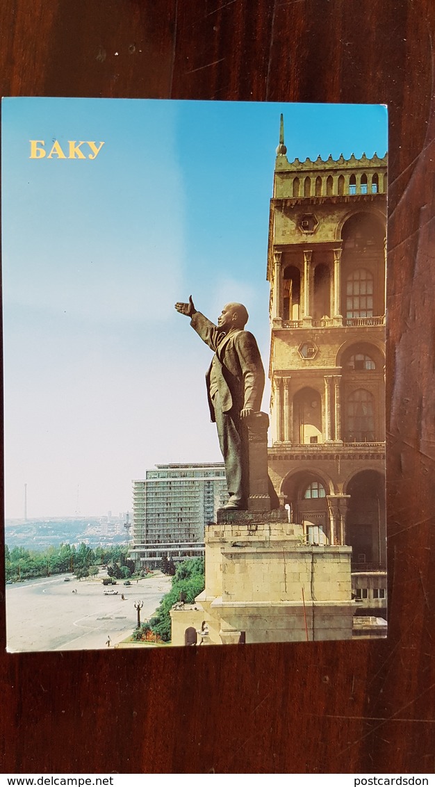 AZERBAIJAN  - Old Postcard - BAKU. GOVERNMENT HOUSE. LENIN MONUMENT  - 1985 - Azerbaigian