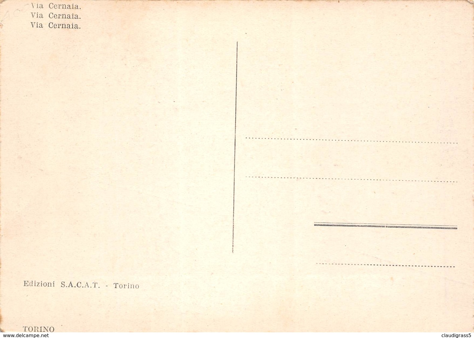 0212 " TORINO - VIA CERNAIA - BINARI CON TRAM E AUTO  ANNI N'50  "  - CART. ORIG.  NON SPED. - Transports