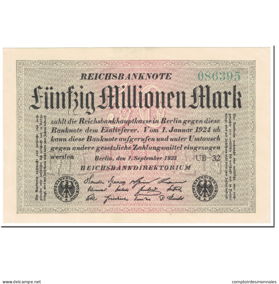 Billet, Allemagne, 50 Millionen Mark, 1923, 1923-09-01, KM:109b, NEUF - 50 Mio. Mark