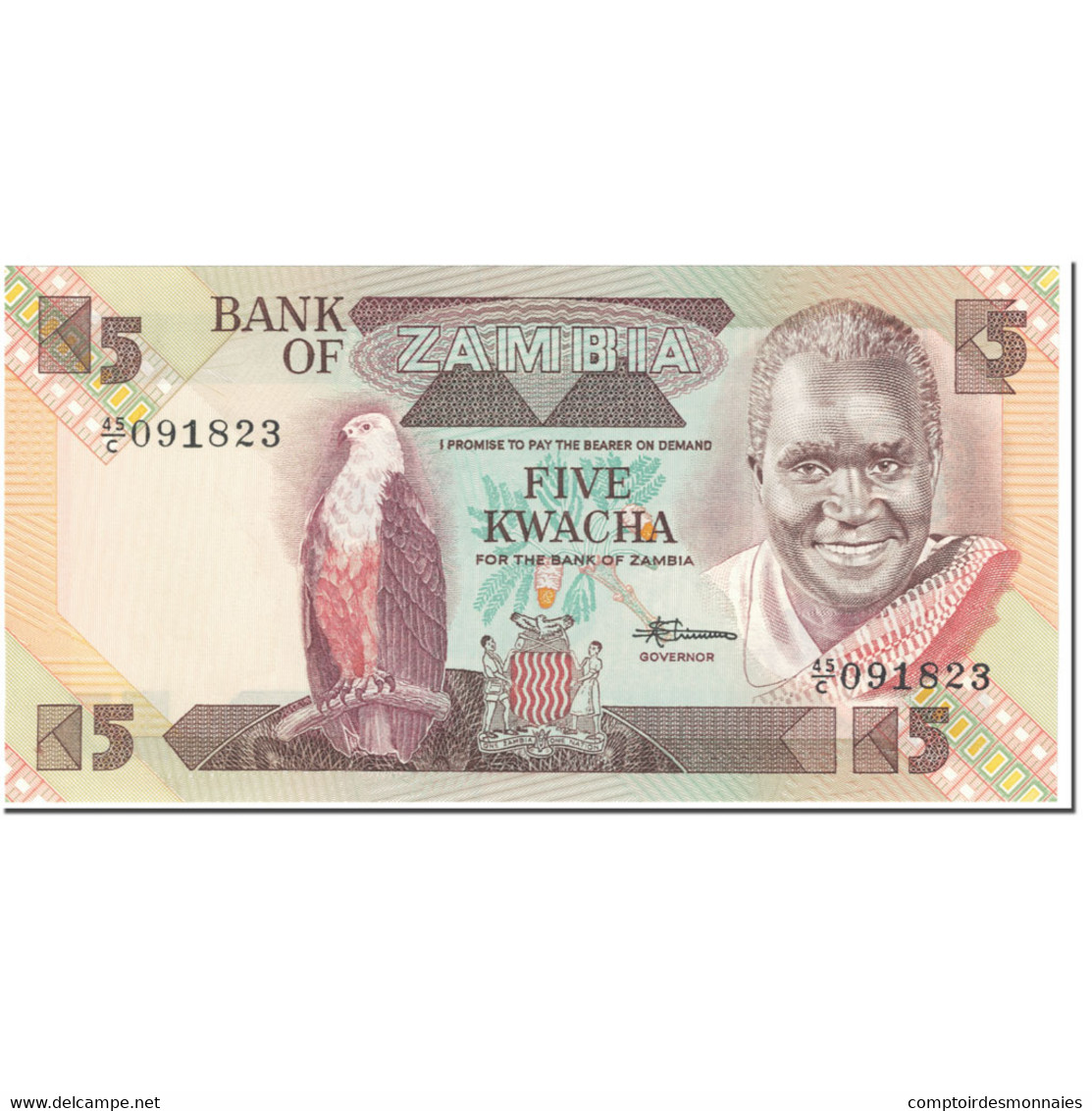 Billet, Zambie, 5 Kwacha, 1980-88, Undated (1980-1988), KM:25d, NEUF - Zaïre