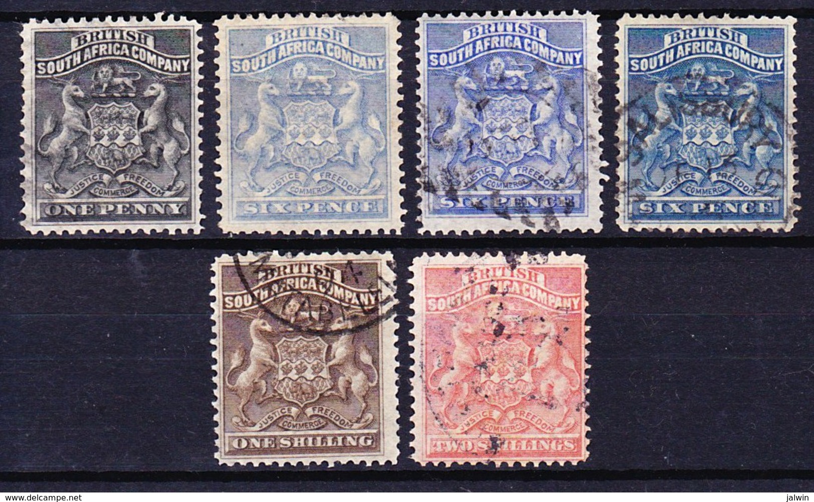 COMPAGNIE BRITANNIQUE DE L'AFRIQUE DU SUD 1890-91 YT N° 1 à 4 Obl. (Variétés De Couleur Sur Le N° 2) - Unclassified