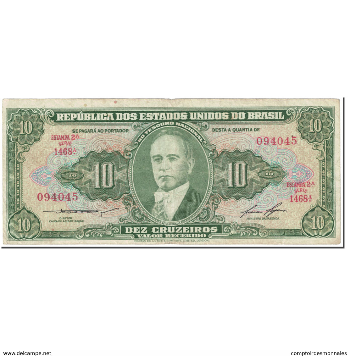 Billet, Brésil, 10 Cruzeiros, 1953, Undated (1953), KM:159d, TTB - Brésil