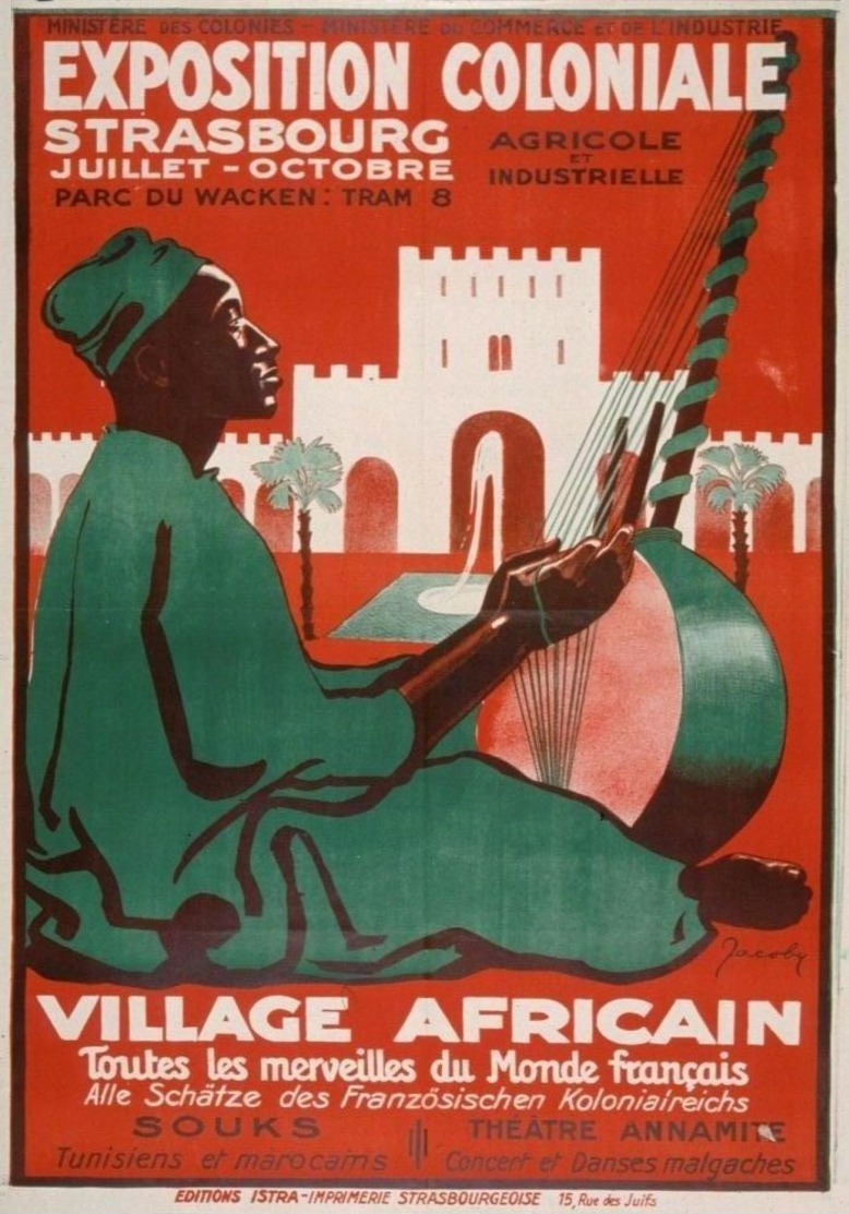 France Exposition Postcard Strasbourg Coloniale 1920 Village Africaine - Reproduction - Advertising