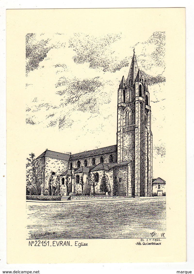 Carte Fantaisie Grand Format N° 22151 EVRAN Eglise - Evran