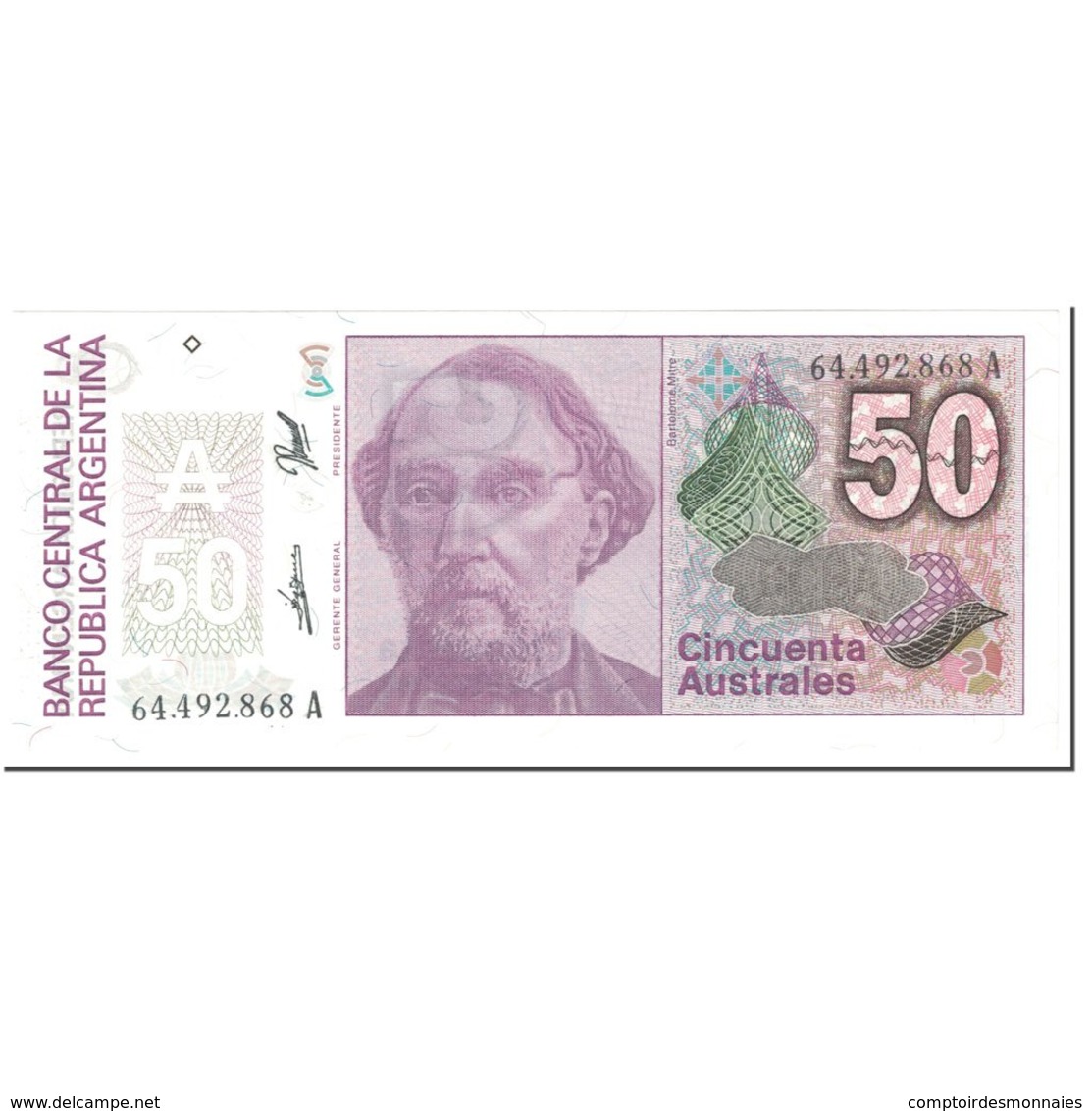 Billet, Argentine, 50 Australes, 1989, Undated (1989), KM:326b, NEUF - Argentina