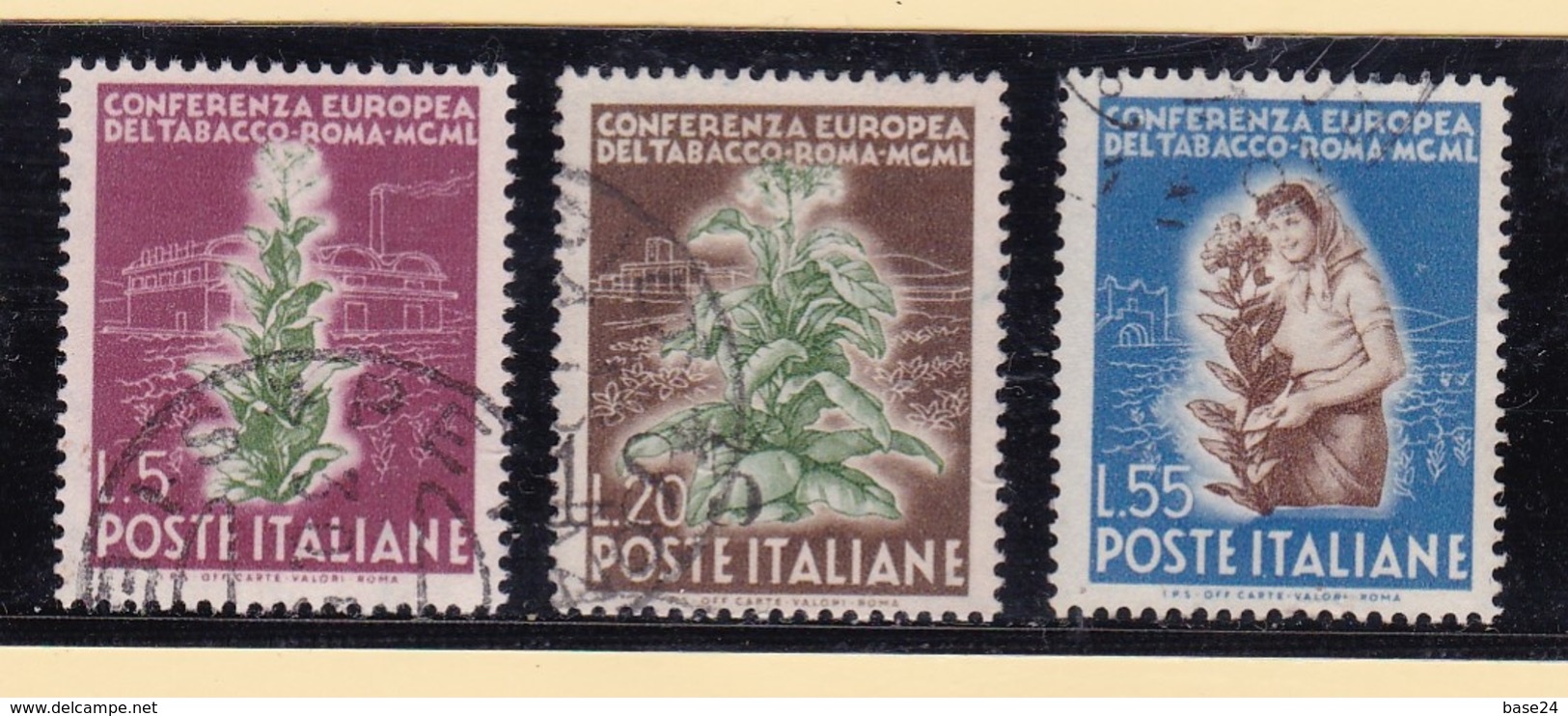 1950 Italia Italy Repubblica TABACCO  TOBACCO Serie Di 3v. Usati USED - Tabacco