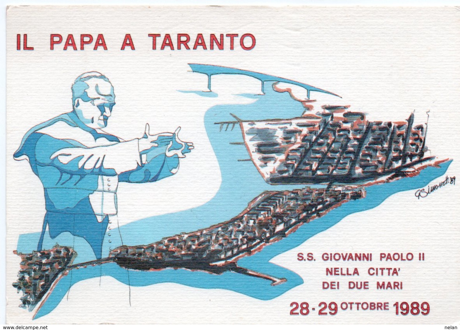 IL PAPA A TARANTO-1989-VIAGGIATA-F.G - Taranto