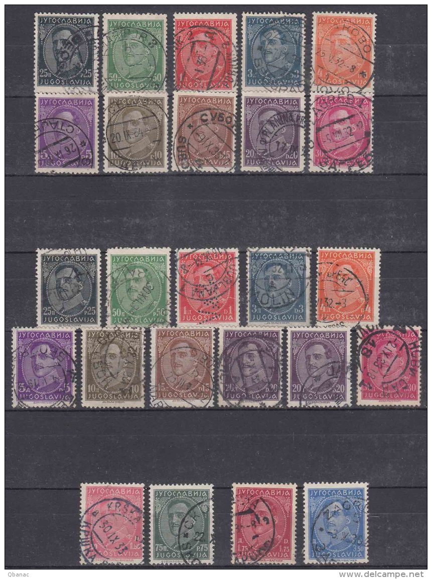 Yugoslavia Kingdom King Alexander 1931 Mi#228-237 I And II With And Without Inscr. On The Bottom-incl 236 I B +++ - Oblitérés