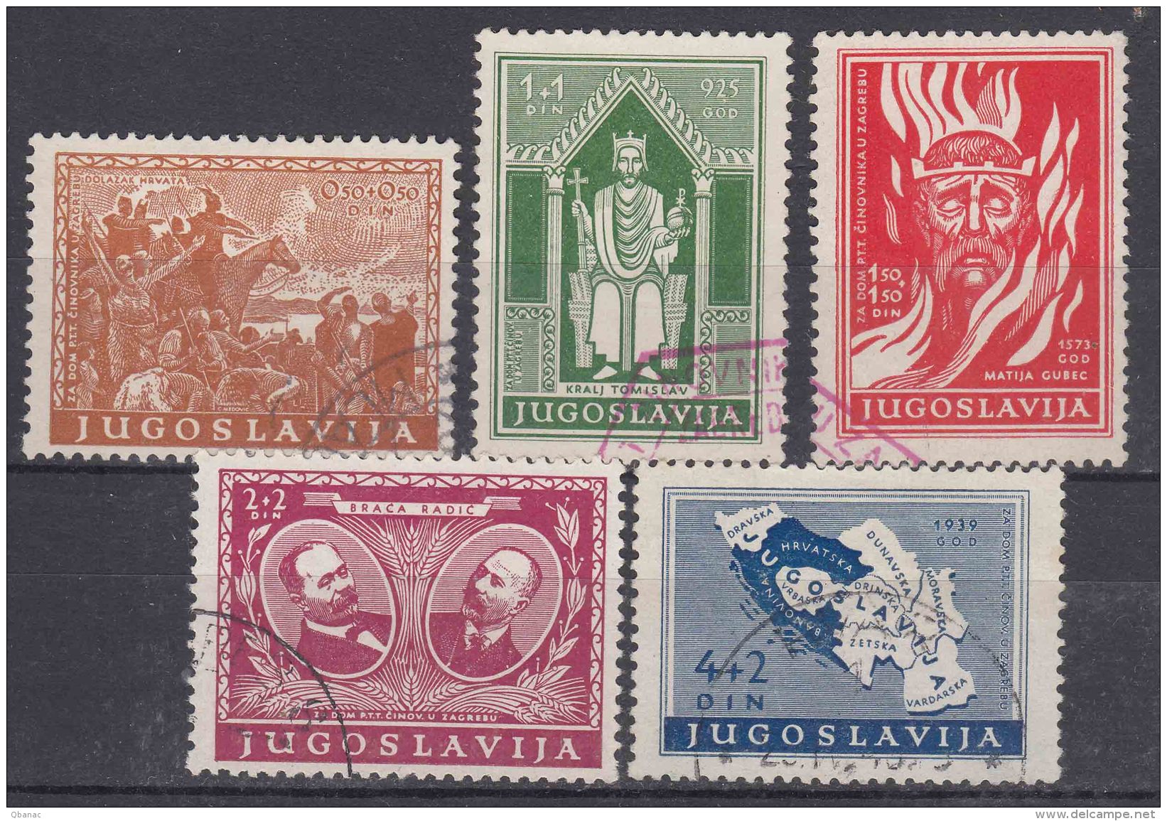 Yugoslavia Kingdom 1940 Mi#413-417 Used - Oblitérés