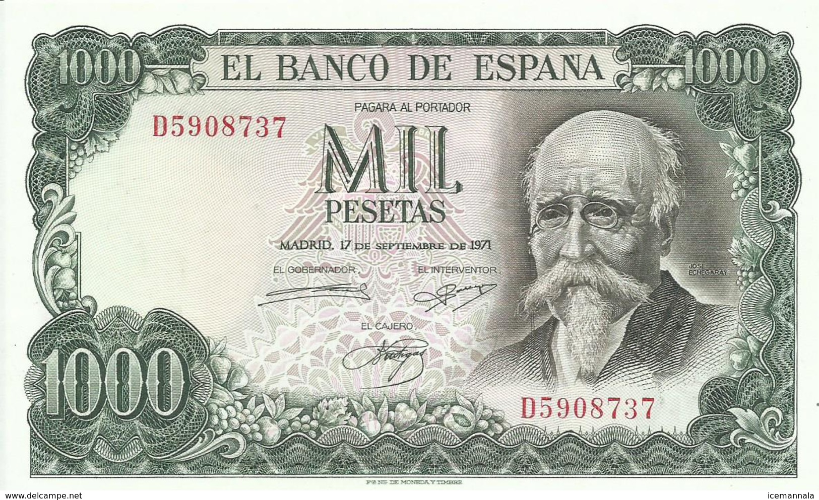 BILLETE 1000 PESETAS EMISION 17/9/1971 (SIN CIRCULAR) - 1000 Peseten