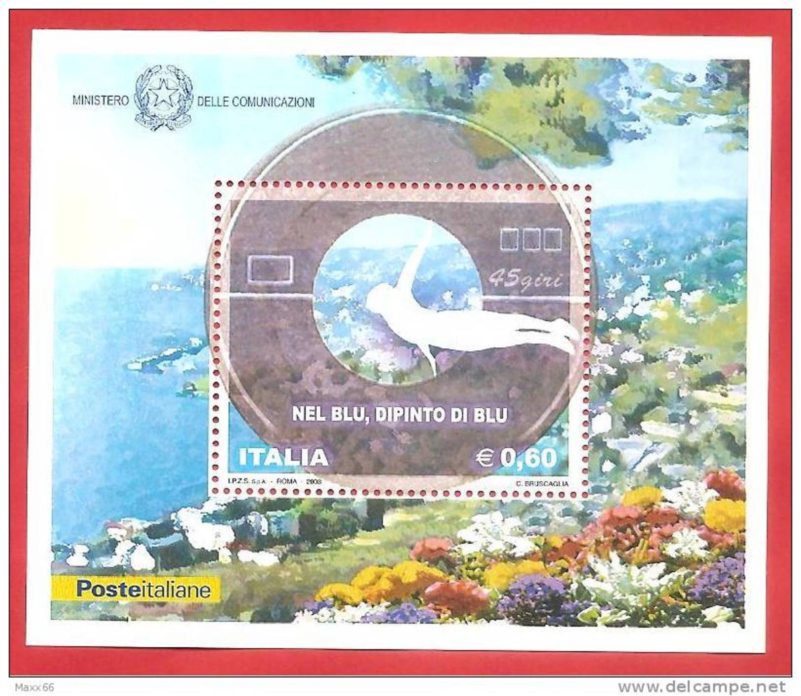 ITALIA REPUBBLICA FOGLIETTO NUOVO - 2008 - Nel Blu, Dipinto Di Blu - &euro; 0,60 - S. BF53 - Blocchi & Foglietti