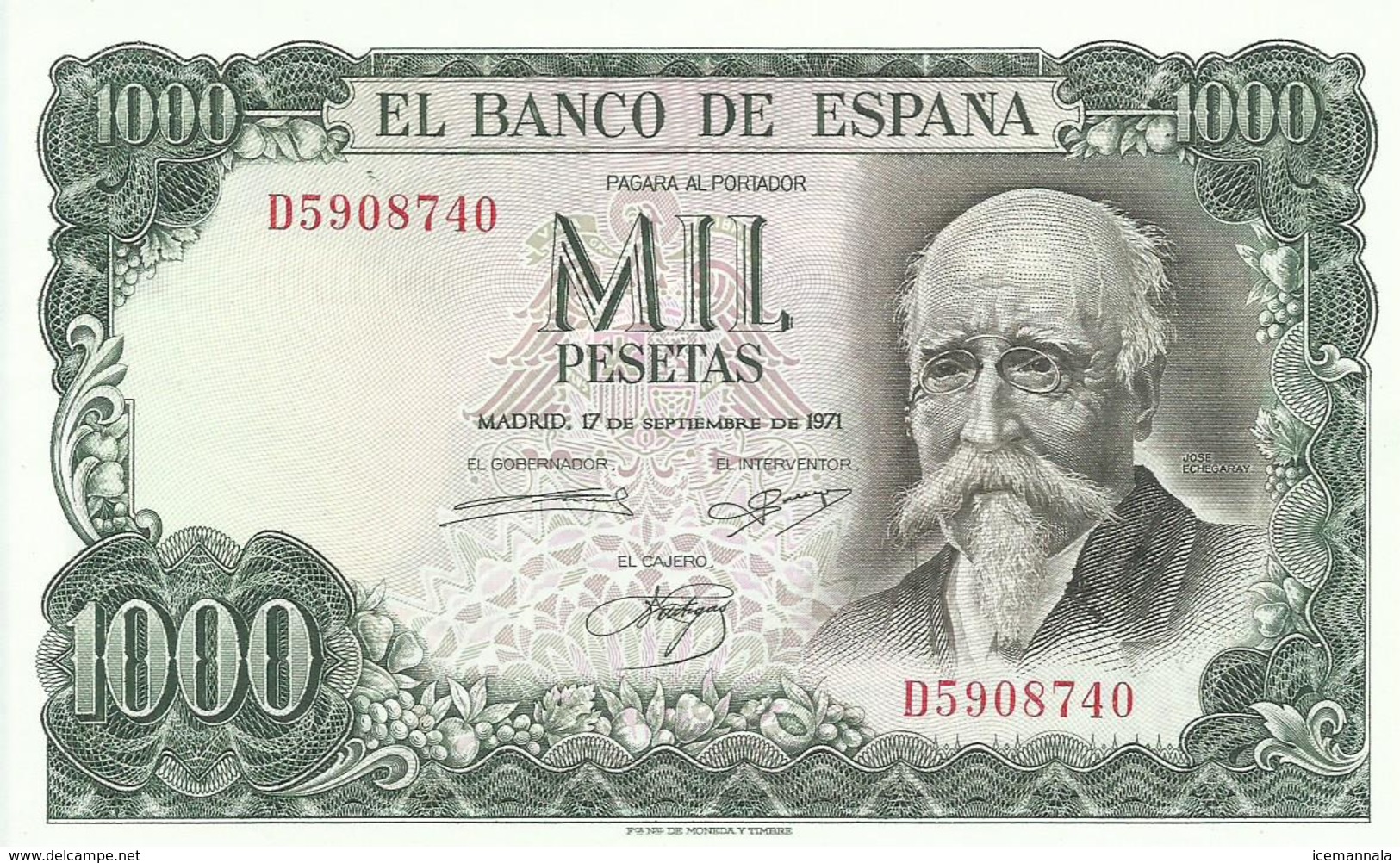 BILLETE 1000 PESETAS EMISION 17/9/1971 (SIN CIRCULAR) - 1000 Peseten