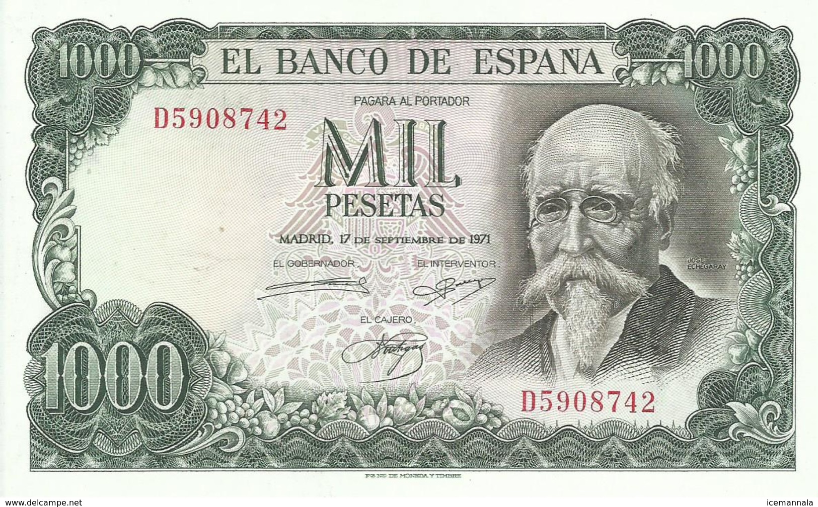 BILLETE 1000 PESETAS EMISION 17/9/1971 (SIN CIRCULAR) - 1000 Pesetas