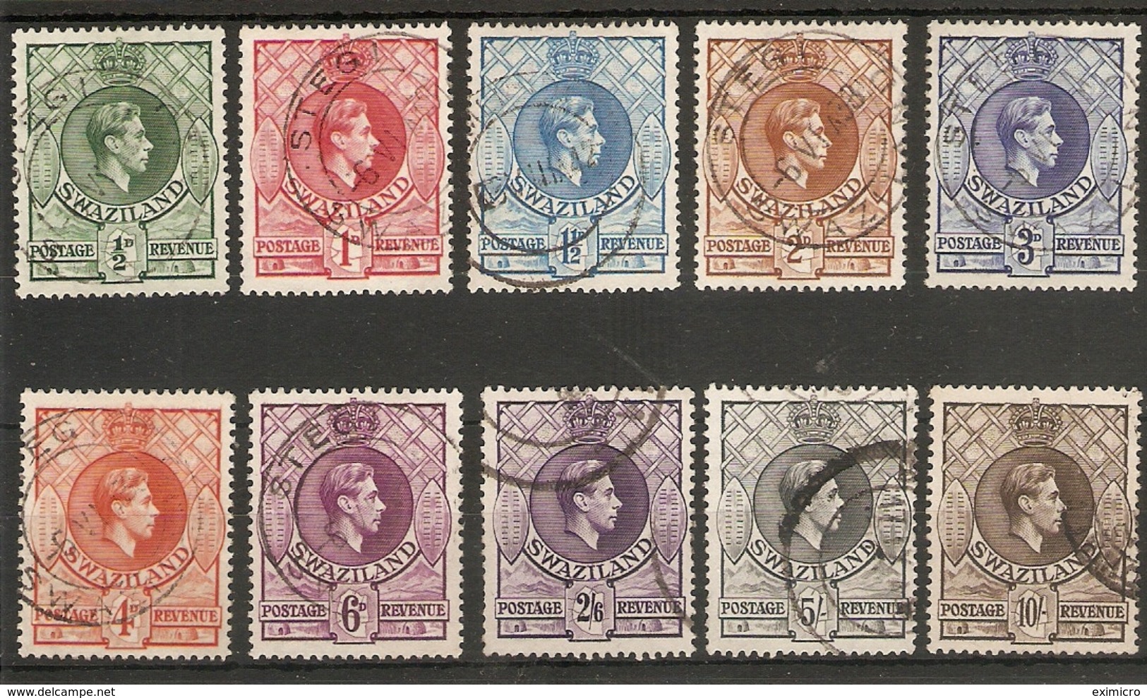 SWAZILAND 1938 PERF 13½ X 13 SET (ex 1s)  SG 28/38 (ex SG 35) FINE USED Cat £52+ - Swasiland (...-1967)