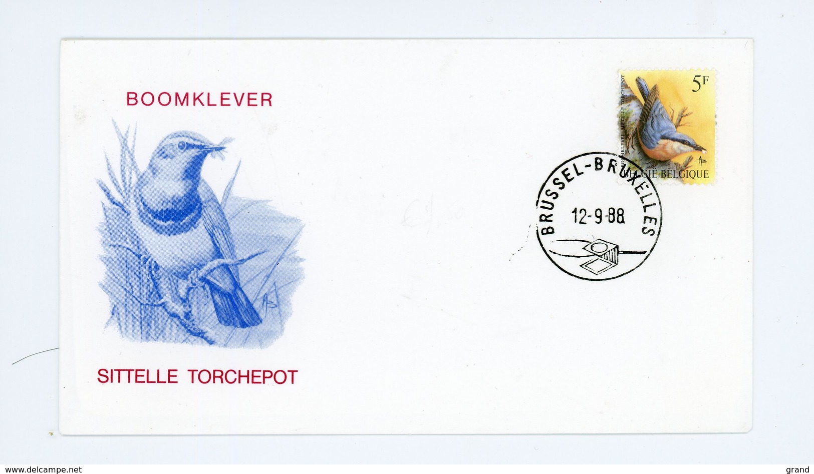 Sitelle Torchepot-Belgique 1988- Buzin -FDC - Zangvogels