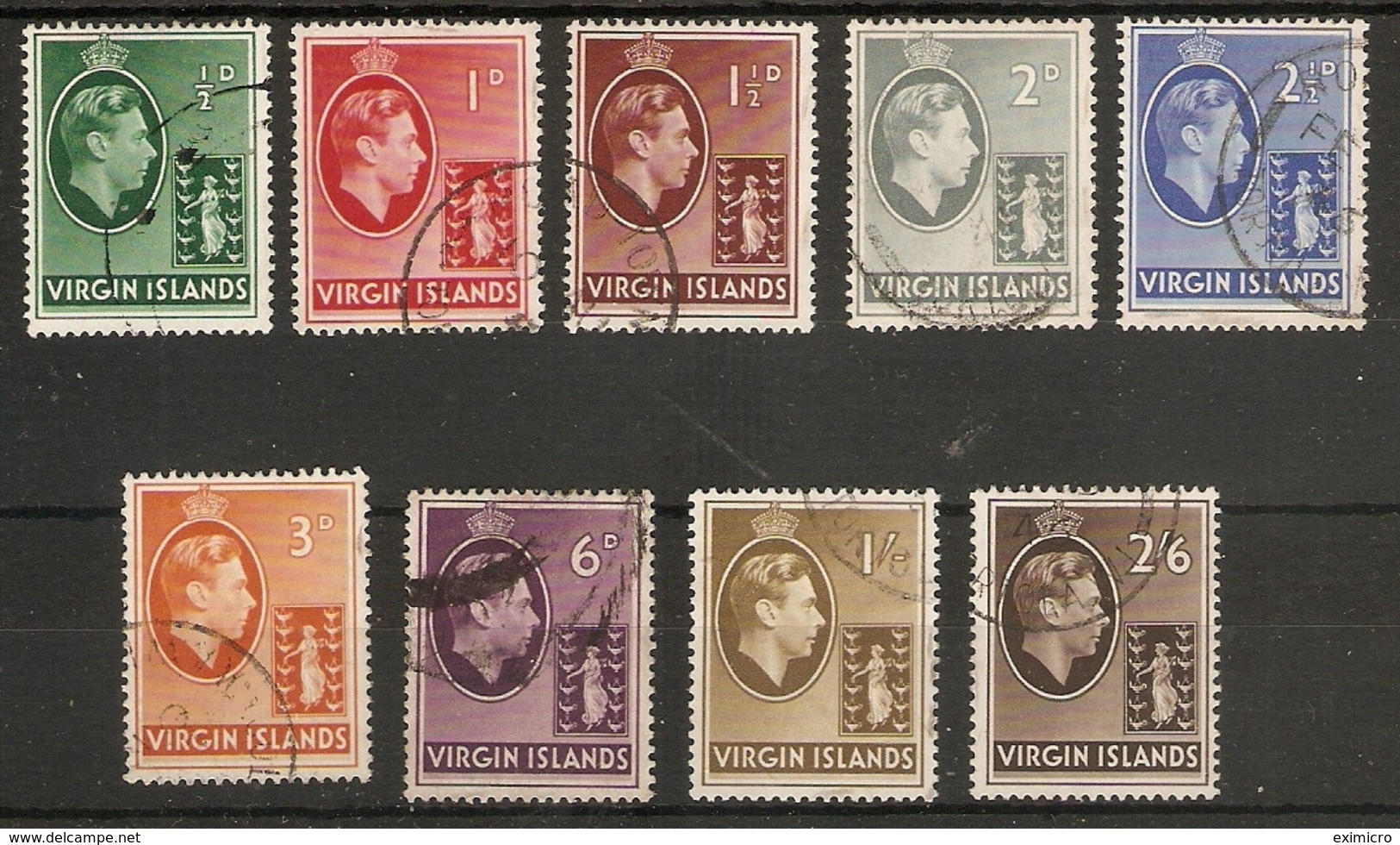 VIRGIN ISLANDS 1938 CHALK - SURFACED PAPER SET TO 2s 6d SG 110/118 FINE USED Cat £31+ - British Virgin Islands