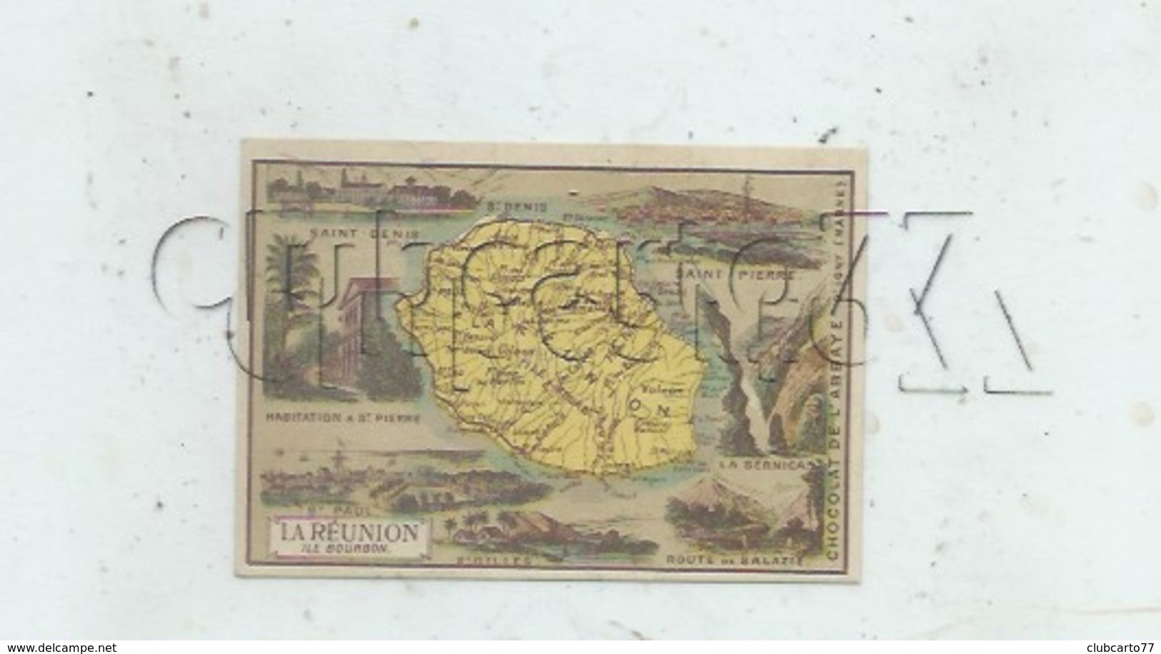 La Réunion : Carte Géographique L'Abbaye XIX ème Siècle (environ 1890)  DOC RARE + Vues St-Paul, Sat-Denis, ST-Pierre. - Autres & Non Classés