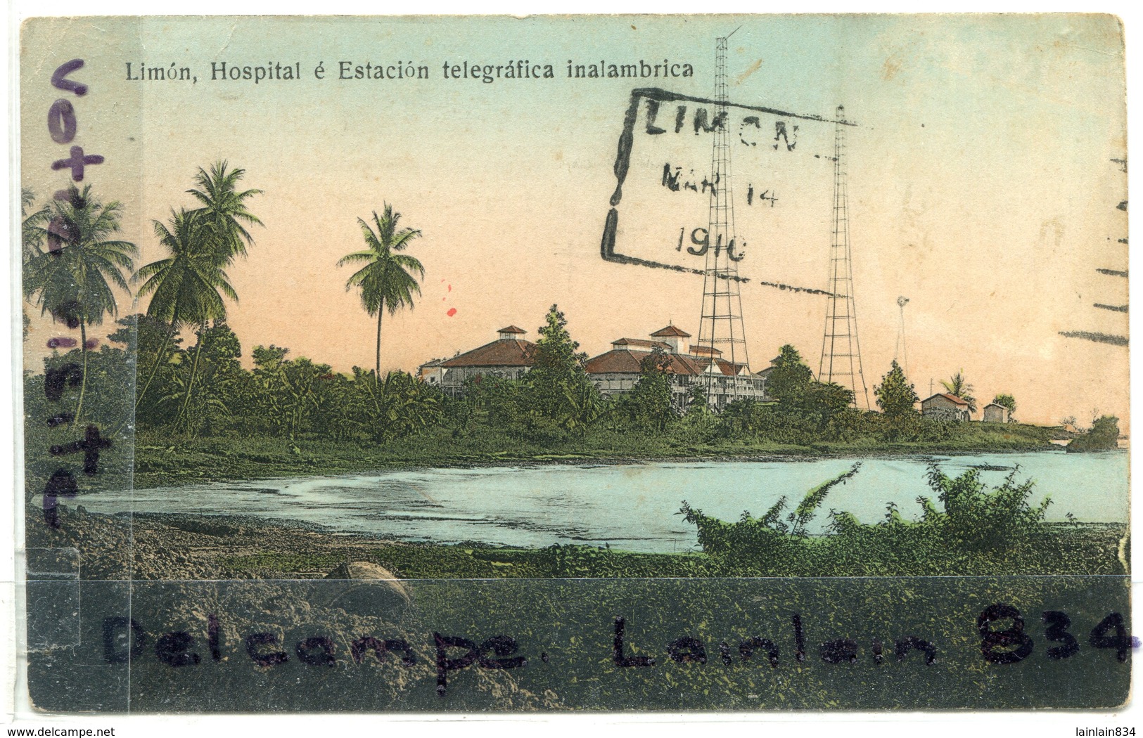 - Costa Rica - Limon - Hospital - Estacion Télégrafica Inalambrica, Couleur, épaisse, TBE, Scans. - Costa Rica