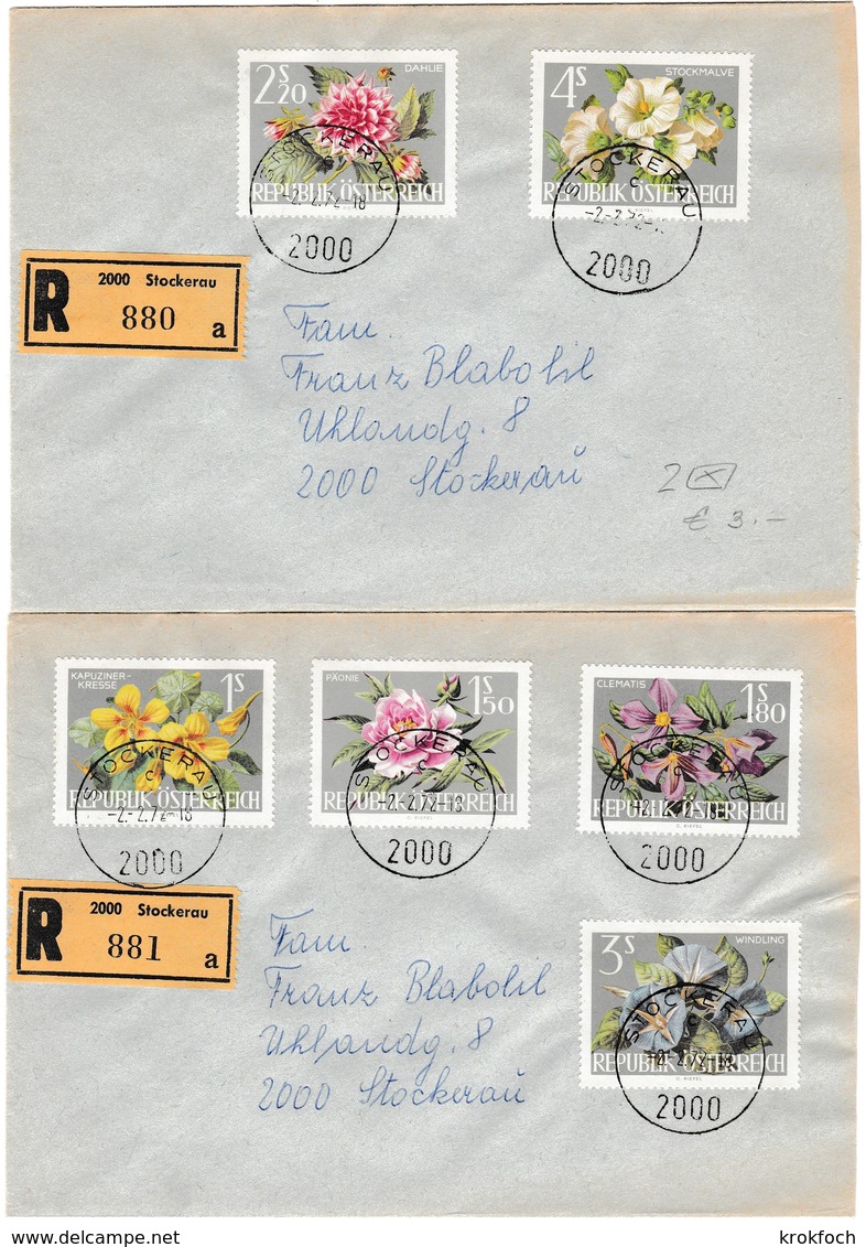 Stockerau 1972 - Fleurs Blumen Flower - Lettre Recommandée Registered - Briefe U. Dokumente