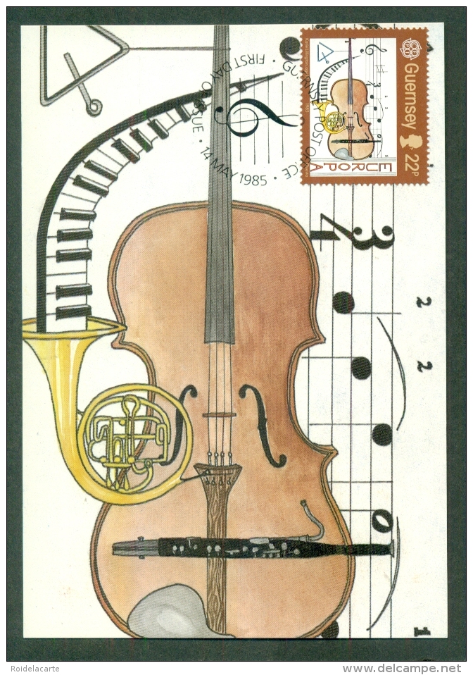 CM-Carte Maximum Card #1985-GB-Guernsey  # Europa  CEPT # Musique,Musik,music (violon,violin ( 1CM) - 1985