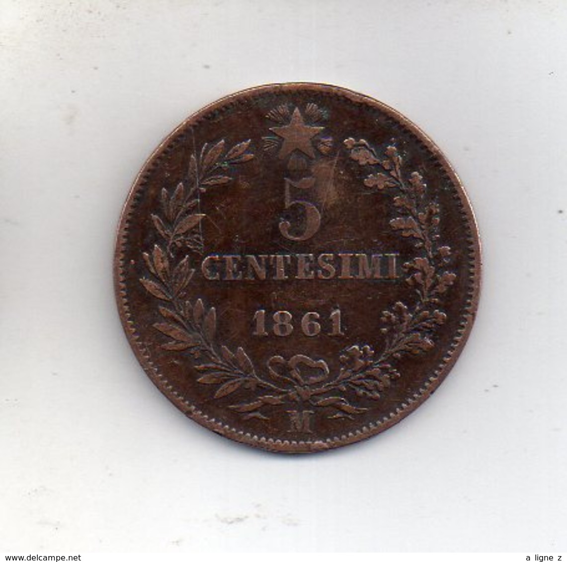 Sac X  : Monnaie Coin Italie 5 Centesimi 1861 M Italia - 1861-1878 : Victor Emmanuel II