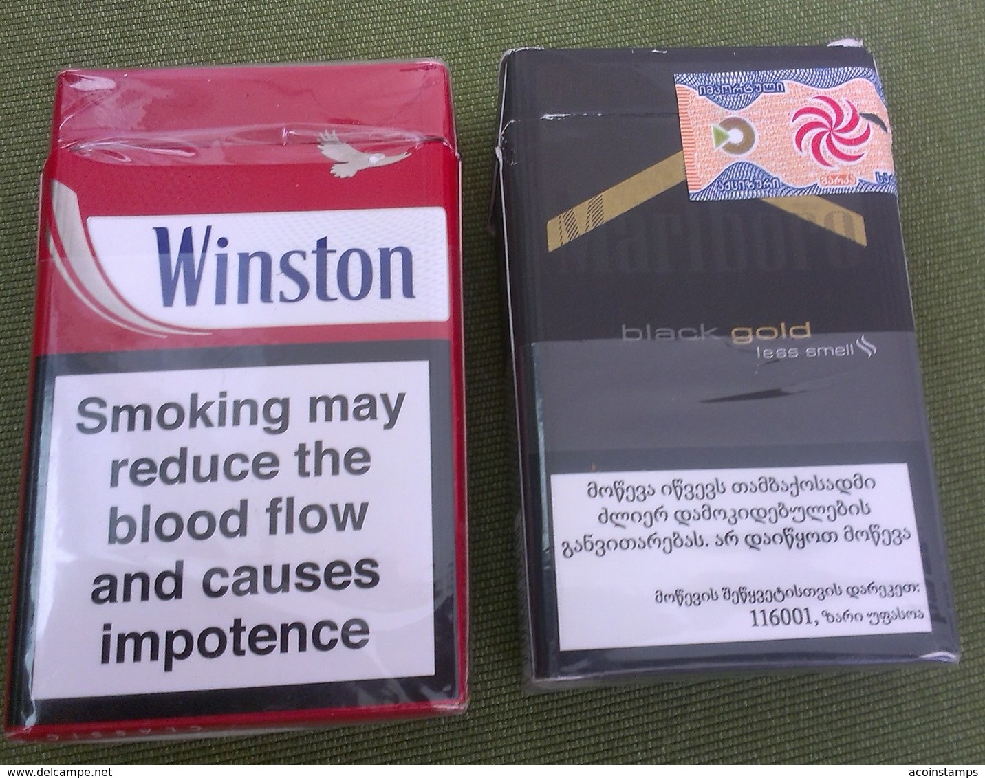 GEORGIA GRUZIA Lot Of 2 EMPTY CIGARETTES BOXES PACKS MARLBORO WINSTON - Empty Cigarettes Boxes