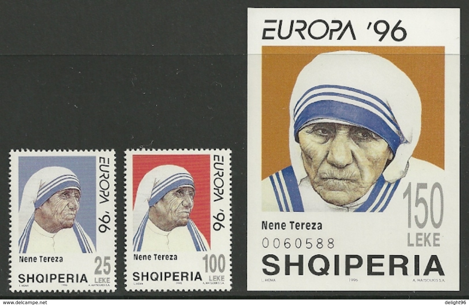 1996 Albania Europa: Famous Women Set And Souvenir Sheet (** / MNH / UMM) - 1996