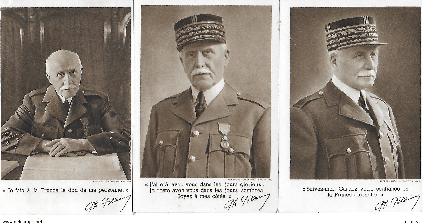 MARECHAL PETAIN 3 CARTES WW2 - Personnages