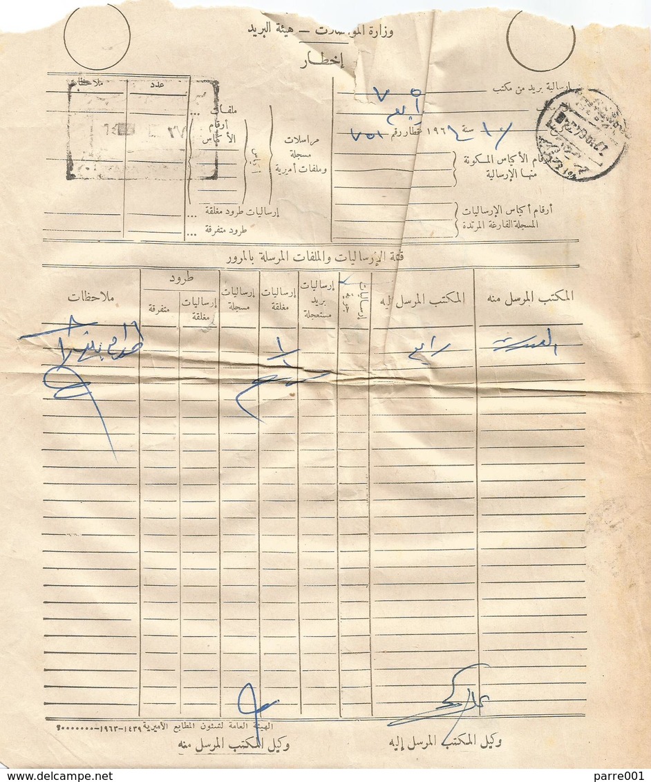 Palestine Egypt 1964 Qantara Sinai Arab–Israeli War 1967 Confiscated Postal Form By Israeli Army - Cartas & Documentos