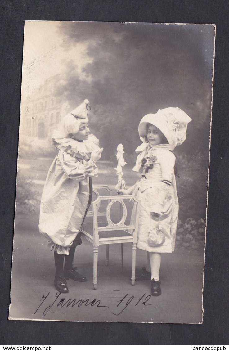 Carte Photo Malavas Alais Ales Portrait Petites Filles En Costume ( Fillette Petite Fille Enfant ) - Alès