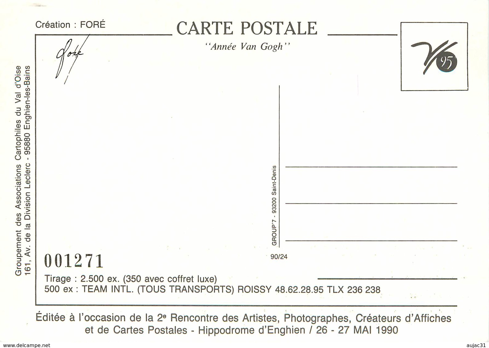 IIlustrateur Fore -Enghien Les Bains- Roissy Charles De Gaulle - Trains - Avions - Peintre - Année Van Gogh - Autographe - Fore