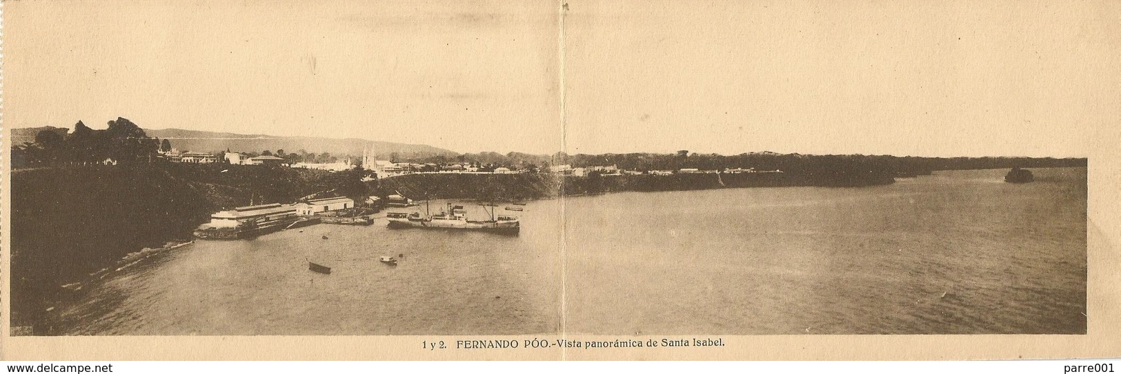 Equatorial Guinea 1920s Fernando Poo View Santa Isabel Panorama Heliotipia Artistica Viewcards - Equatorial Guinea