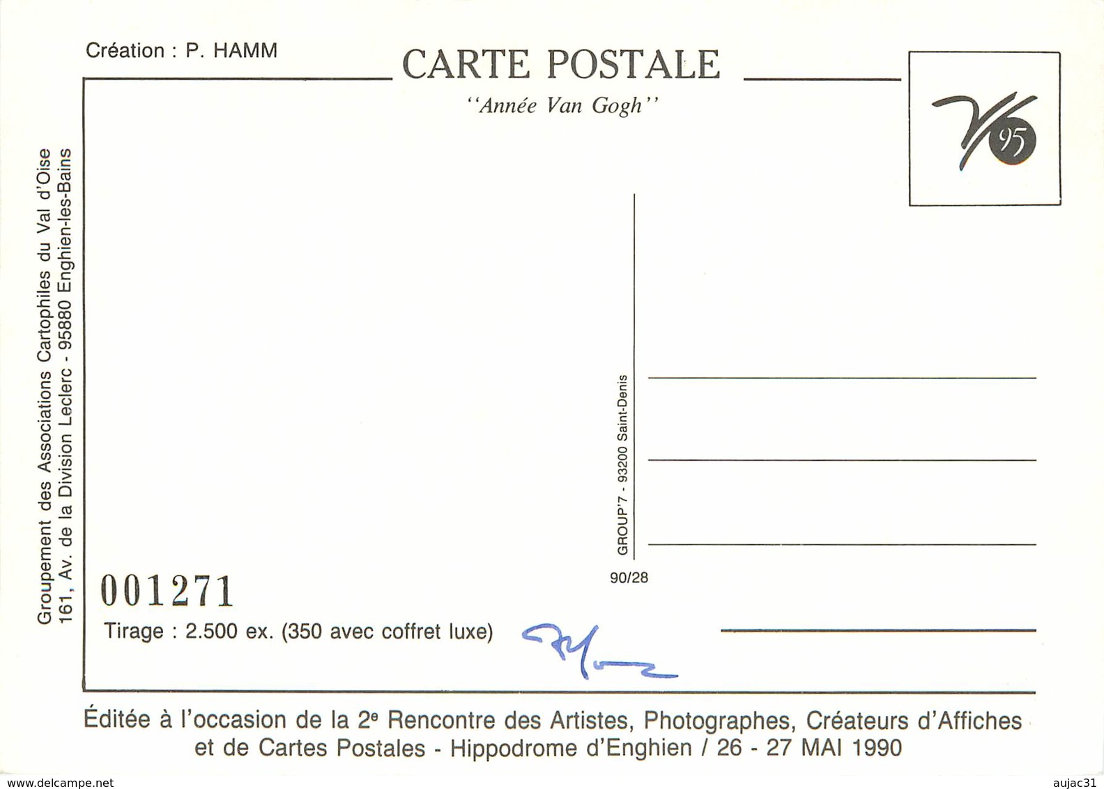 IIlustrateur Hamm -Enghien Les Bains- Aviation - Avions - Roissy Charles De Gaulle - Peintre -Année Van Gogh -Autographe - Hamm