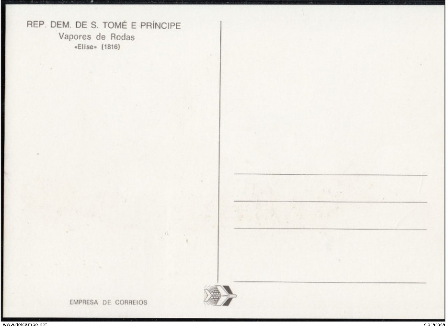 755a S. Tomé E Principe 1984 Navi A Vapore Maximum Card  ELISE (1816) Steamers Maxi - Sao Tomé E Principe