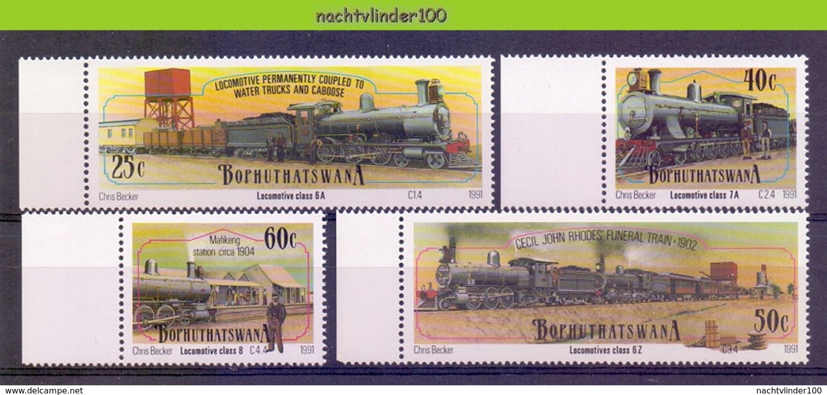 Ncf138 TRANSPORT TREINEN TRAIN ZUG STOOMLOKOMOTIEVEN STEAMERS LOCOMOTIVES EISENBAHN BOPHUTHATSWANA 1991 PF/MNH - Treinen