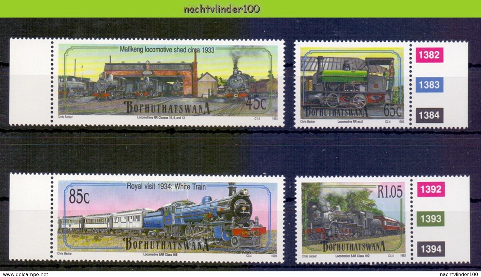 Ncf145 TRANSPORT TREINEN TRAIN ZUG STOOMLOKOMOTIEVEN STEAMERS LOCOMOTIVES EISENBAHN BOPHUTHATSWANA 1993 PF/MNH - Treinen