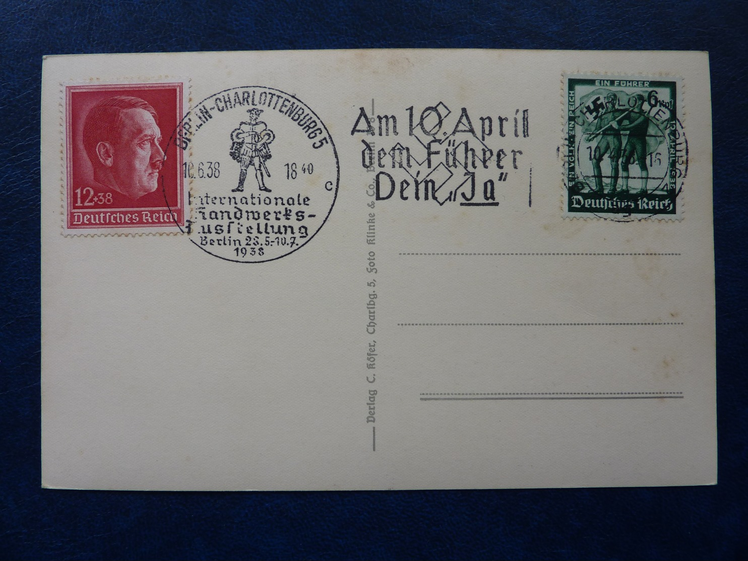 Postkarte Mit 2 Briefmarken (MiNr.662 U.664), Stempel + Sonderstempel  Berlin-Charlottenburg 1938, Deutsches Reich - Briefe U. Dokumente